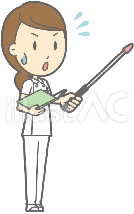女性看護師-指示棒2横視線右斜-全身 人物,女性,作業療法士のイラスト素材