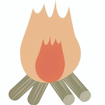 【そのまま使える】たき火 焚き火,火,薪,キャンプファイア,キャンプ,暖,暖をとる,木,燃料,たき火のイラスト素材