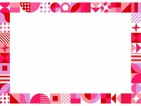 Stylish geometric pattern surrounding frame red, , JPG, PNG and AI