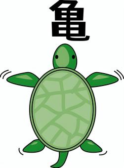 亀　 亀,爬虫類,甲羅,動く,見下ろす,デフォルメ,漢字,線画のイラスト素材