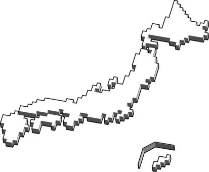 	立体日本列島（モノクロ） 日本,立体,地図,ドット,土地,列島,マップ,都道府県,地形,ジャパンのイラスト素材