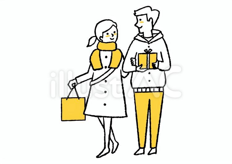 プレゼントを買った二人 プレゼント,クリスマス,誕生日のイラスト素材