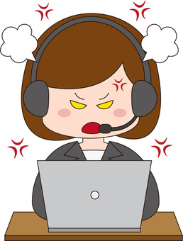 オペレータ―　怒る オペレーター,怒る,激怒,憤慨,文句,キレる,苛立つ,ムカつく,コールセンター,電話応対のイラスト素材