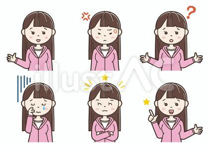 女性イラスト表情03