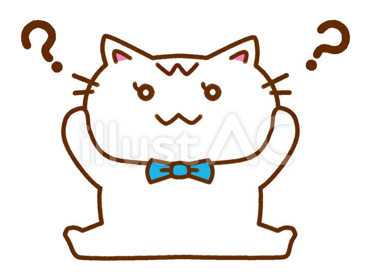 はてな？　白猫 ねこ,猫,白猫のイラスト素材