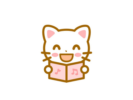 しろねこちゃん　合唱 猫,動物,合唱,歌う,音楽のイラスト素材