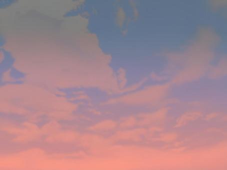 夕焼け＿雲01 夕焼け,夕焼雲,雲海,雲,入道雲,空,青空,晴天,青,ブルーのイラスト素材