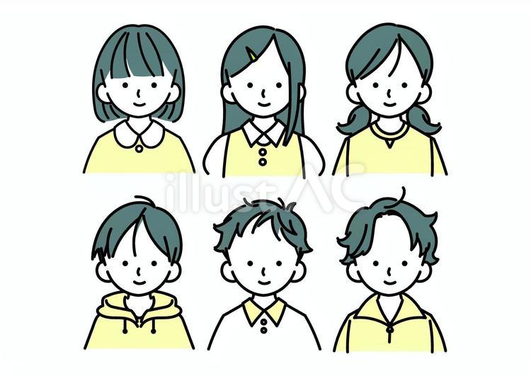 子供アイコン6種 人物,アイコン,シンプルのイラスト素材