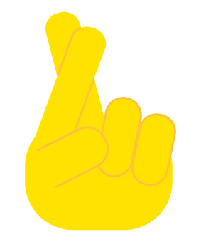 黄色い手（人差し指と中指を交差） 手,幸運を祈る,ハンドサイン,アイコン,黄色のイラスト素材