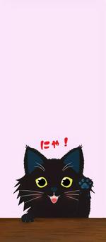 一筆箋　黒長毛猫2 黒猫,猫,長毛,動物,愛猫,肉球,手紙,一筆箋,カードのイラスト素材