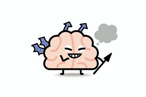 脳みそさん★悪魔のささやき２ 脳みそ,悪魔,ささやく,槍,つの,翼,脳,にやにや,吹き出しのイラスト素材