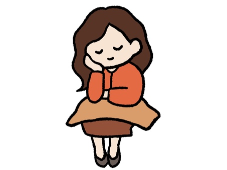 膝掛けをかけて座る女性 膝掛けをかけて座る女性 膝掛け,女性,座る,目,閉じる,頬杖,ほっこり,ゆるい,かわいい,シンプルのイラスト素材