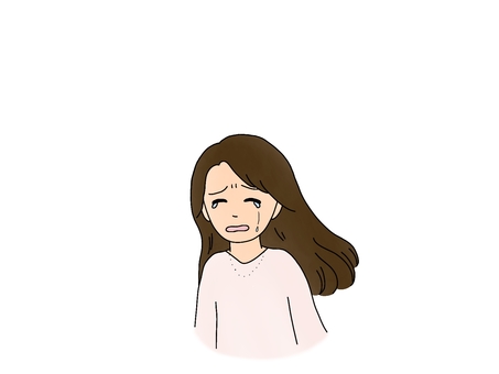 涙を流して泣く女性 泣く,泣き顔,悲しむ,嘆く,女性,手描き,涙のイラスト素材