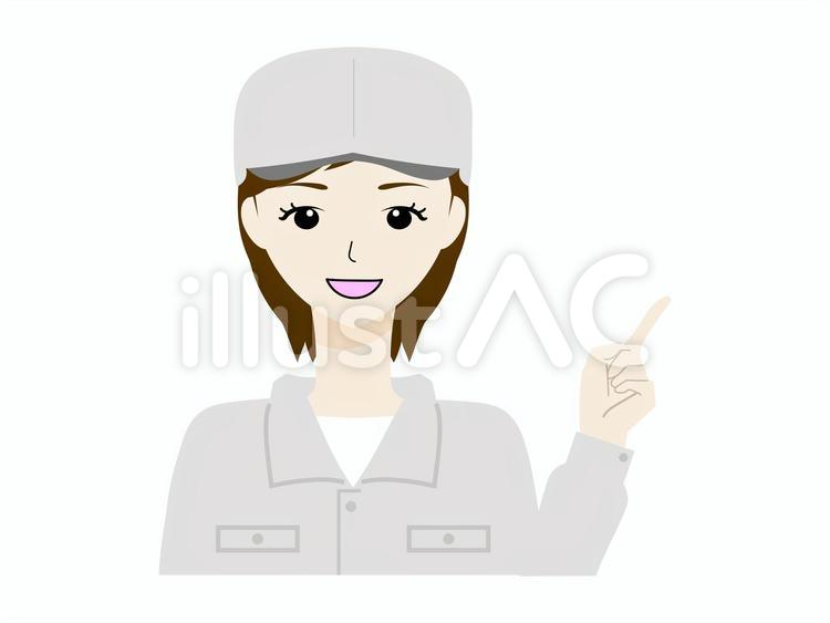 作業服を着た女性　指差しポーズ 作業着,作業服,女性のイラスト素材