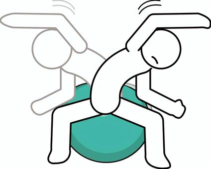 バランスボール　 バランスボール,体幹,トレーニング,ストレッチ,運動,デフォルメ,人物のイラスト素材