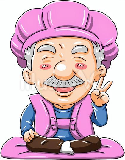 ピンクのちゃんちゃんこを着たお爺ちゃん