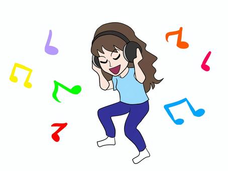 音楽をガンガンに聞く 音楽,女子,ヘッドホン,聞く,音符,笑顔,楽しむ,エンジョイ,踊る,ダンスのイラスト素材