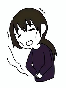 お腹が空いてる女の子 デフォルメ,シンプル,女の子,空腹,透過,ひもじい,げっそりのイラスト素材