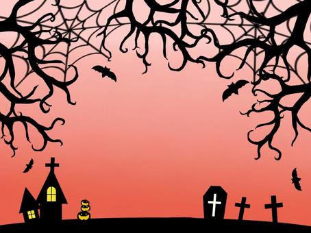 Halloween scary landscape frame postcard, , JPG