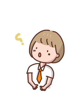 素朴な気持ちで質問をする、かわいい女の子 質問,ハテナ,制服,女の子,金髪のイラスト素材