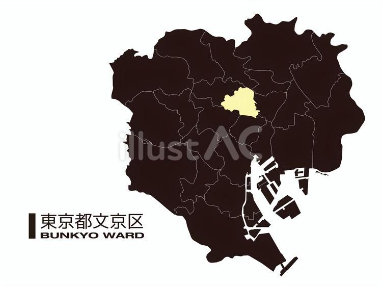 東京都文京区の位置地図_02 文京区,東京都,23区のイラスト素材