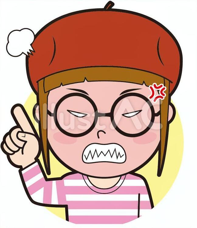 指差し女性漫画家(キレる) 指差し女性漫画家(キレる) 指差し,チェック,ポイントのイラスト素材