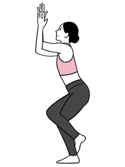 手書き_ヨガポーズ_ワシのポーズ_01 ヨガ,ワシのポーズ,手書き,線画,シンプル,イーグルポーズ,ガルーダーサナ,バランス,片足立ち,ストレッチのイラスト素材