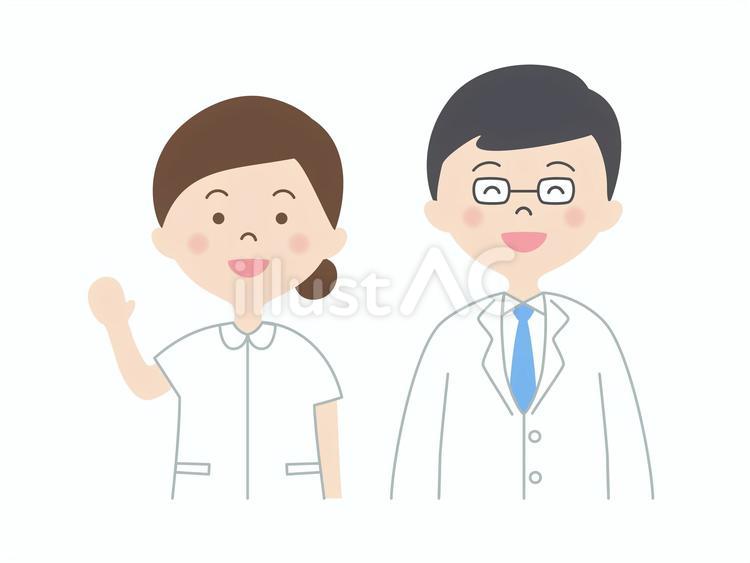笑顔で挨拶する看護師と医者のイラスト 看護師,看護婦,ナースのイラスト素材