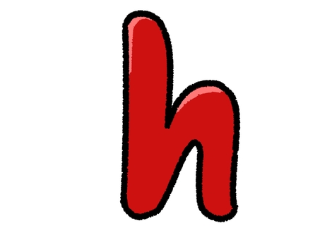 アルファベット　h h,アルファベット,文字,小文字,英語,赤,シンプル,挿絵,素材,ゆるいのイラスト素材