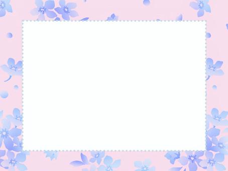 ピンクのフレームにブルーの花 花,小花,花びら,ボタニカル,優しい,可愛い,美しい,クール,青,ブルーのイラスト素材