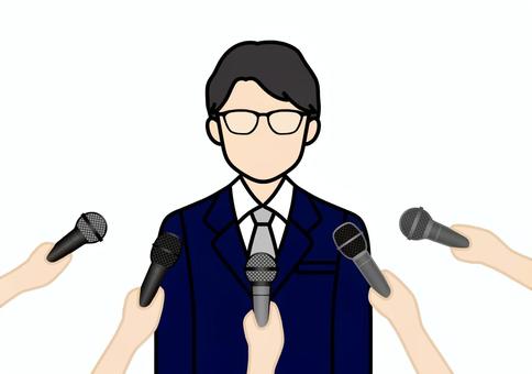 インタビュー・囲み取材を受けるスーツ男性 インタビュー,囲み,取材,報道,ニュース,質問,記者,手,5人,受賞のイラスト素材