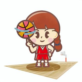 女子ジュニアバスケットボール選手1 女の子,全身,デフォルメ,スポーツ,バスケットボールのイラスト素材