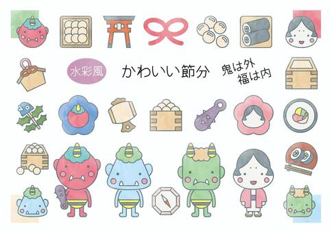 Illustration, setsubun, february 3, event, 