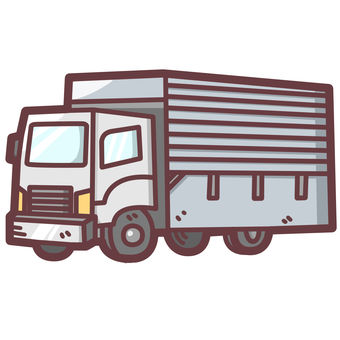 トラック　大型車　デフォルメイラスト トラック,物流,ドライバー,運転,長距離,運送車,大型車,大型車両,運送,配送のイラスト素材