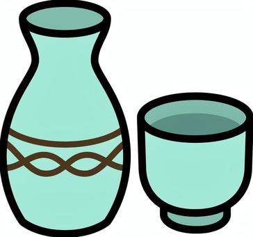 青のとっくりです。 とっくり,シンプル,日本酒,徳利,酒器,日本,陶器,燗酒,和風,食器のイラスト素材