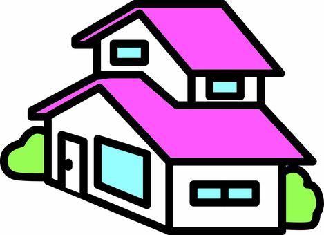 一軒家シンプル 一軒家,自宅,二階建て,立体,屋根,窓,デフォルメ,シンプルのイラスト素材