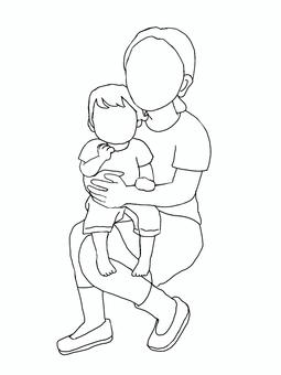 母と幼子(顔無し・色無し)