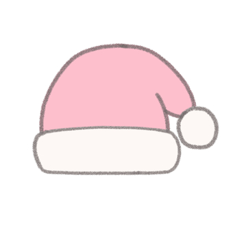 ふわふわサンタ帽子パステルピンク サンタ,帽子,クリスマス,ハット,イベント,アイコン,飾り,シンプル,ゆるい,手描きのイラスト素材