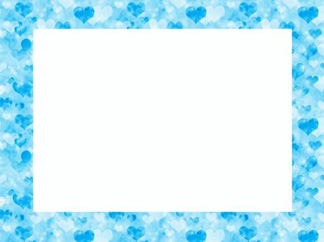 ブルーのハート＿フワフワのフレーム