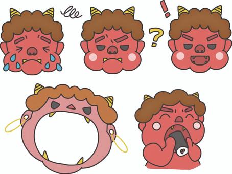 節分の鬼のおたよりイラストセット 節分の鬼のおたよりイラストセット 節分,赤鬼,恵方巻き,食べる,あーん,塗り絵,かわいい,セット,おたより,泣くのイラスト素材