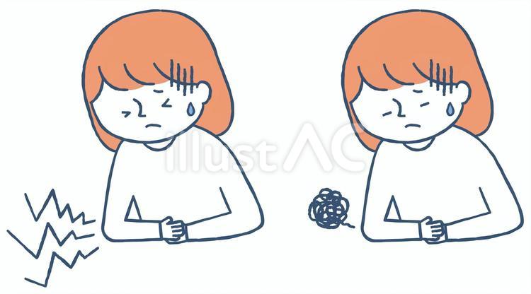 身体の不調　お腹が痛い　女性 人物,女性,腹痛のイラスト素材