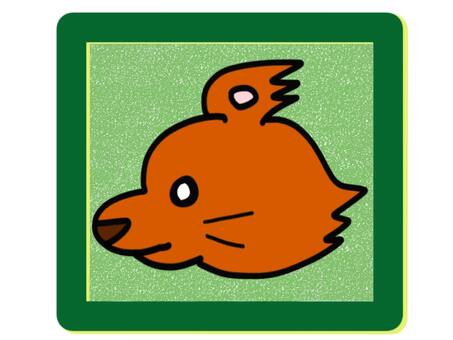 オオカミのアイコン 狼,獣,アイコン,四角,動物,生き物,顔,横顔,寒色系,緑のイラスト素材