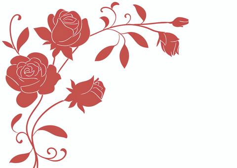 おしゃれなバラのフレーム　手描き 薔薇,赤色,フレーム,枠組み,飾り枠,シンプル,エレガント,豪華,綺麗,シルエットのイラスト素材