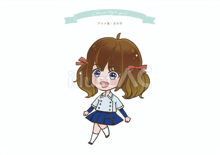 アニメ風女の子 学生,アニメ,笑顔のイラスト素材