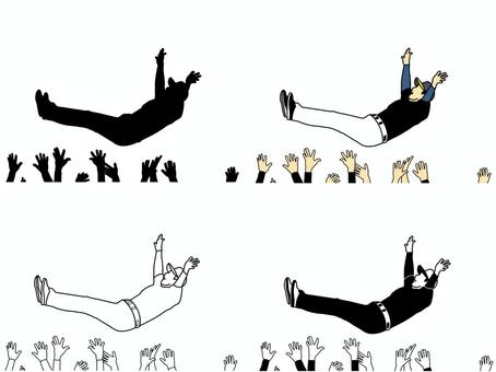 胴上げ＆優勝 胴上げ,セット,ばんざい,宙,舞う,上げる,わっしょい,からだ,胴体,全身のイラスト素材