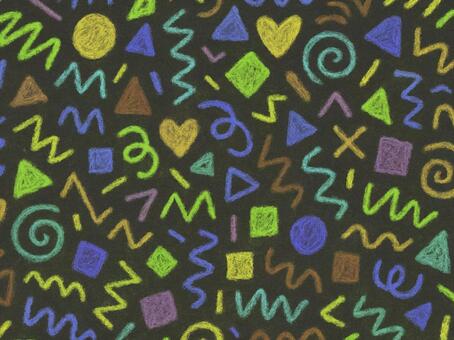 211.背景 背景,パターン,落書き,クレヨン,チョーク,手描き,手書き風,黒背景,カラフル,ネオンカラーのイラスト素材