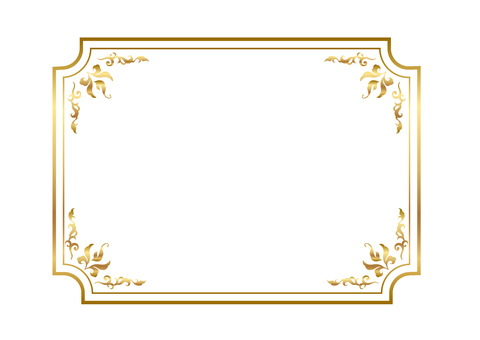 エレガンスフレーム角丸②金 エレガント,フレーム,飾り枠,角丸,クラシック,ゴールド,デコレーション,葉,ボタニカル,グラフィックのイラスト素材