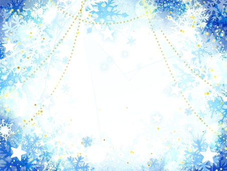 星と雪の結晶が降るキラキラ背景 背景,フレーム,キラキラ,雪の結晶,星,冬,青,かわいい,ふわふわ,グラデーションのイラスト素材