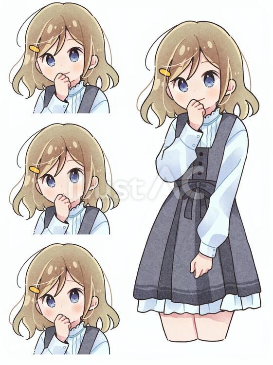 立ち絵素材と表情のみ3種　12 立ち絵,イラスト,女の子のイラスト素材