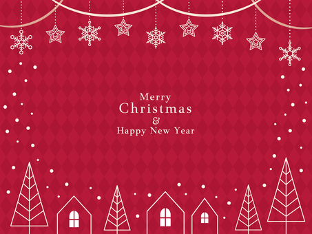 クリスマスの背景素材（赤・シルエット）